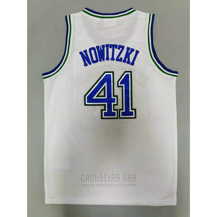 Camiseta Dallas Mavericks Dirk Nowitzki #41 Mitchell & Ness 1998-99 Blanco